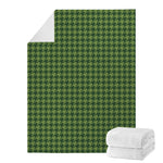 Deep Green Houndstooth Pattern Print Blanket