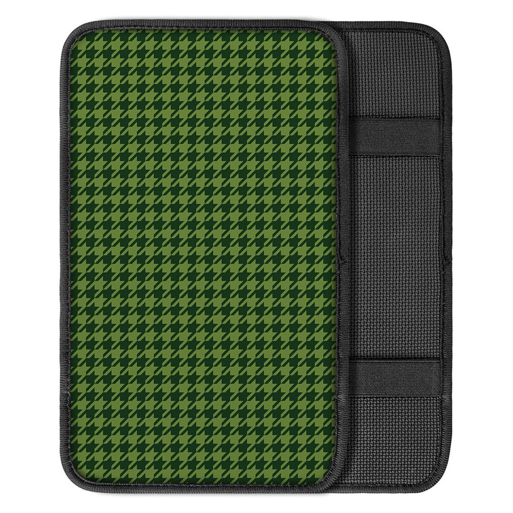 Deep Green Houndstooth Pattern Print Car Center Console Cover