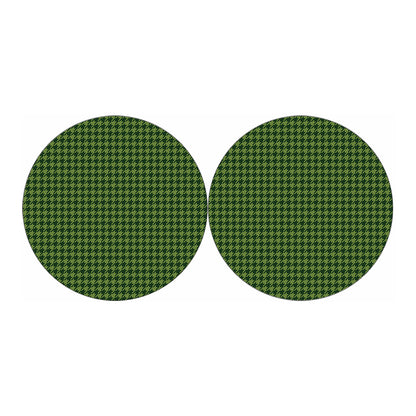 Deep Green Houndstooth Pattern Print Car Coasters