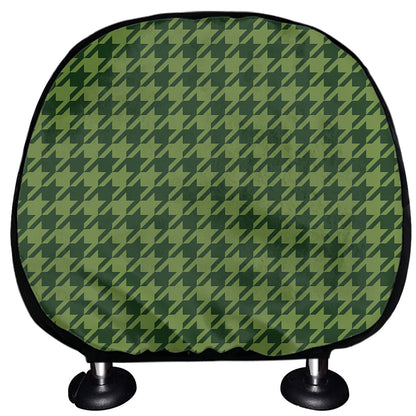 Deep Green Houndstooth Pattern Print Car Headrest Covers