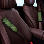 Deep Green Houndstooth Pattern Print Car Seat Belt Covers