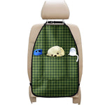 Deep Green Houndstooth Pattern Print Car Seat Organizers