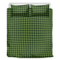 Deep Green Houndstooth Pattern Print Duvet Cover Bedding Set