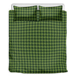Deep Green Houndstooth Pattern Print Duvet Cover Bedding Set
