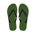 Deep Green Houndstooth Pattern Print Flip Flops