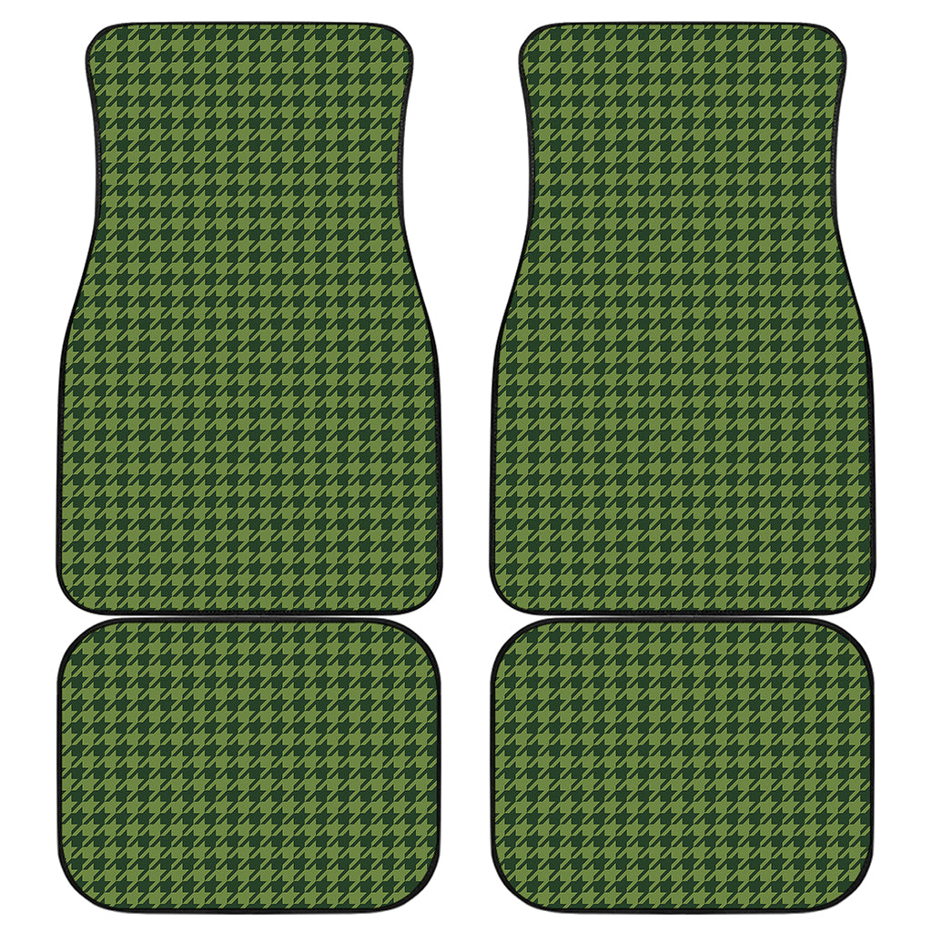 Deep Green Houndstooth Pattern Print Front and Back Car Floor Mats