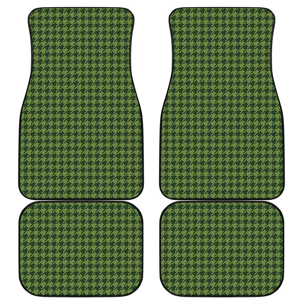 Deep Green Houndstooth Pattern Print Front and Back Car Floor Mats
