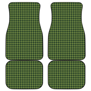 Deep Green Houndstooth Pattern Print Front and Back Car Floor Mats