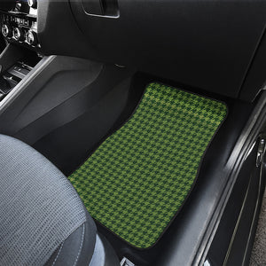 Deep Green Houndstooth Pattern Print Front and Back Car Floor Mats