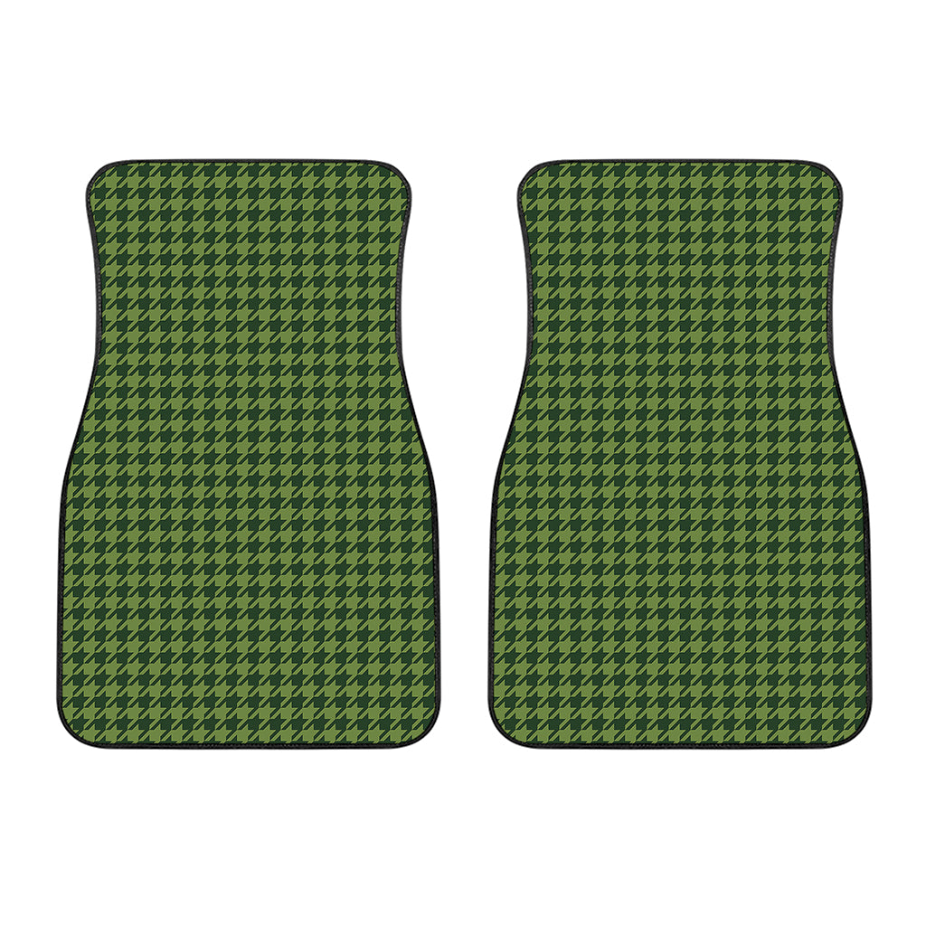 Deep Green Houndstooth Pattern Print Front Car Floor Mats