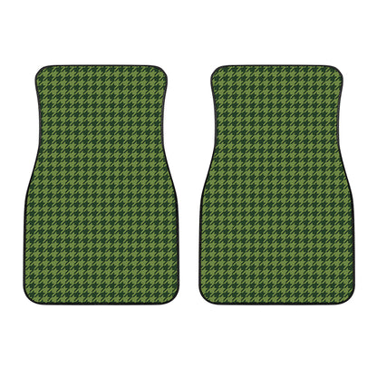 Deep Green Houndstooth Pattern Print Front Car Floor Mats