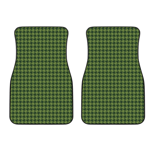 Deep Green Houndstooth Pattern Print Front Car Floor Mats