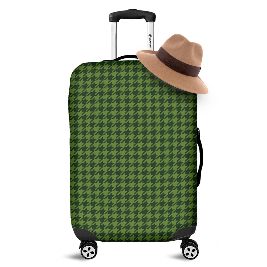 Deep Green Houndstooth Pattern Print Luggage Cover