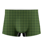 Deep Green Houndstooth Pattern Print Men's Boxer Briefs