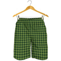 Deep Green Houndstooth Pattern Print Men's Shorts