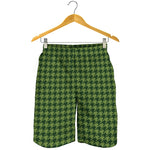 Deep Green Houndstooth Pattern Print Men's Shorts