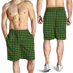 Deep Green Houndstooth Pattern Print Men's Shorts