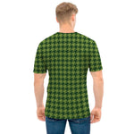 Deep Green Houndstooth Pattern Print Men's T-Shirt