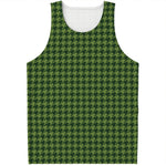 Deep Green Houndstooth Pattern Print Men's Tank Top