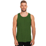 Deep Green Houndstooth Pattern Print Men's Tank Top