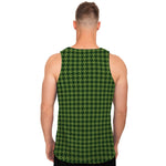 Deep Green Houndstooth Pattern Print Men's Tank Top