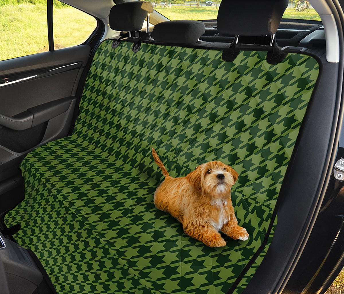 Deep Green Houndstooth Pattern Print Pet Car Back Seat Cover