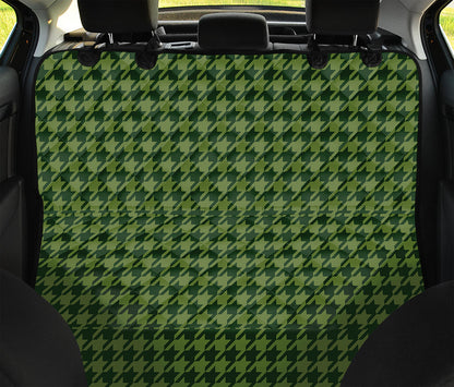 Deep Green Houndstooth Pattern Print Pet Car Back Seat Cover