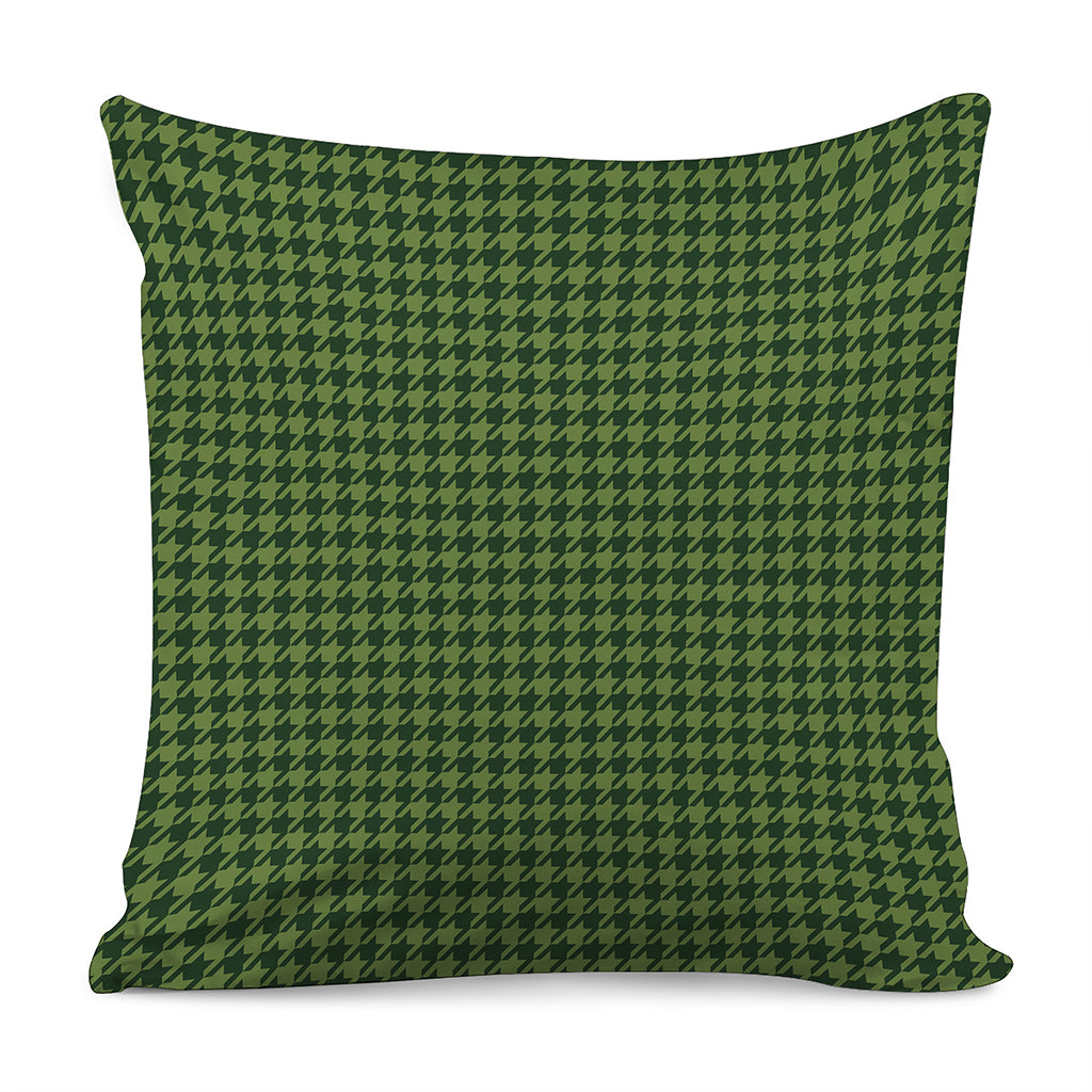 Deep Green Houndstooth Pattern Print Pillow Cover