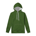 Deep Green Houndstooth Pattern Print Pullover Hoodie