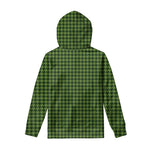 Deep Green Houndstooth Pattern Print Pullover Hoodie