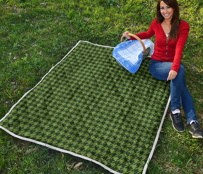 Deep Green Houndstooth Pattern Print Quilt