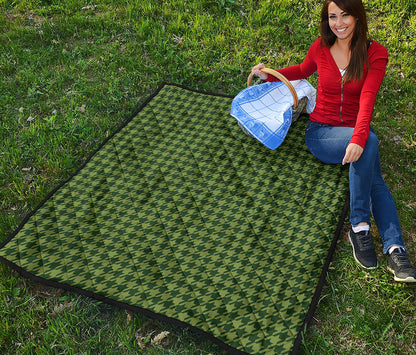 Deep Green Houndstooth Pattern Print Quilt