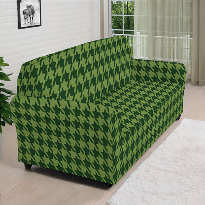 Deep Green Houndstooth Pattern Print Sofa Cover