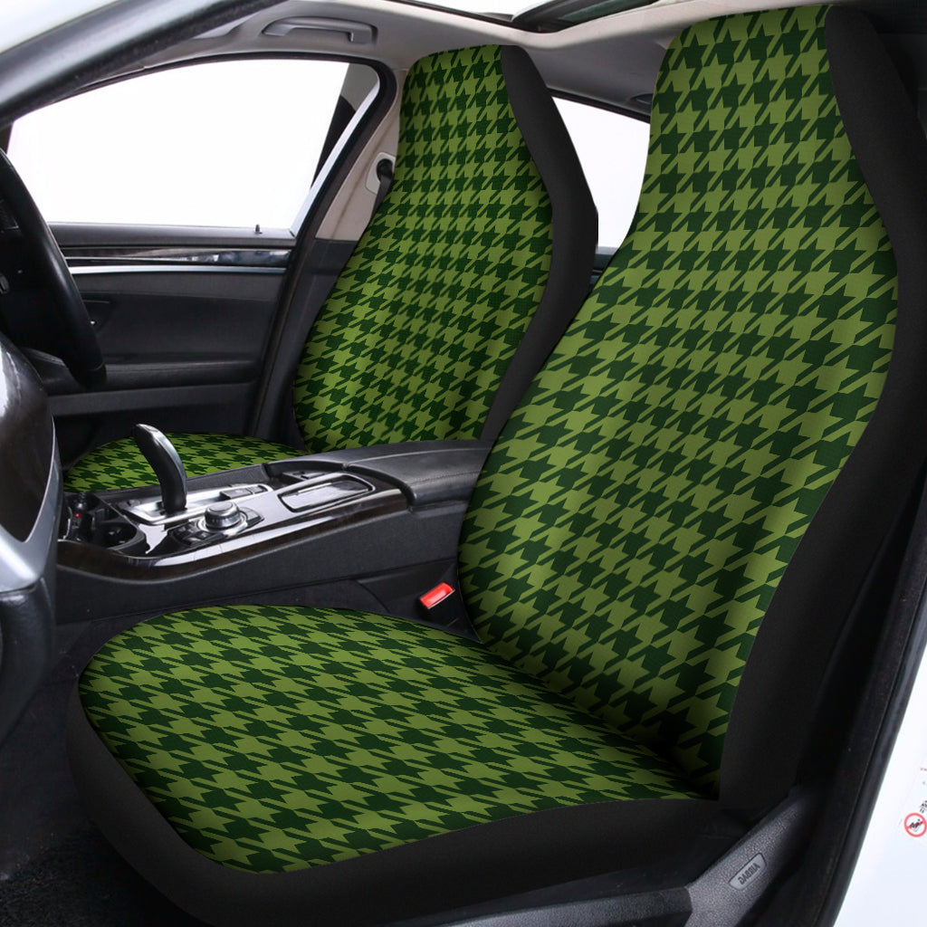Deep Green Houndstooth Pattern Print Universal Fit Car Seat Covers