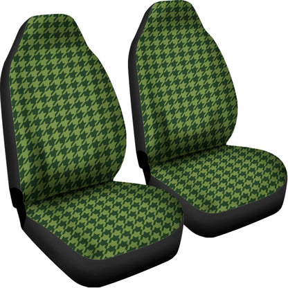 Deep Green Houndstooth Pattern Print Universal Fit Car Seat Covers