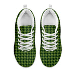 Deep Green Houndstooth Pattern Print White Sneakers