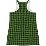 Deep Green Houndstooth Pattern Print Women's Racerback Tank Top