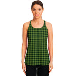 Deep Green Houndstooth Pattern Print Women's Racerback Tank Top