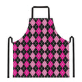 Deep Pink And Black Argyle Pattern Print Apron