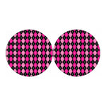 Deep Pink And Black Argyle Pattern Print Car Coasters