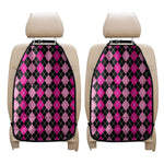 Deep Pink And Black Argyle Pattern Print Car Seat Organizers