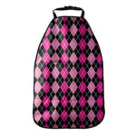 Deep Pink And Black Argyle Pattern Print Car Seat Organizers