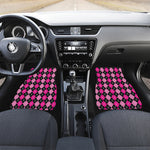 Deep Pink And Black Argyle Pattern Print Front and Back Car Floor Mats