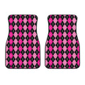 Deep Pink And Black Argyle Pattern Print Front Car Floor Mats