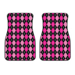 Deep Pink And Black Argyle Pattern Print Front Car Floor Mats