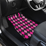Deep Pink And Black Argyle Pattern Print Front Car Floor Mats