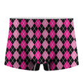 Deep Pink And Black Argyle Pattern Print Men's Boxer Briefs