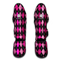 Deep Pink And Black Argyle Pattern Print Muay Thai Shin Guards