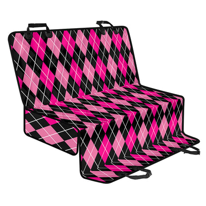 Deep Pink And Black Argyle Pattern Print Pet Car Back Seat Cover