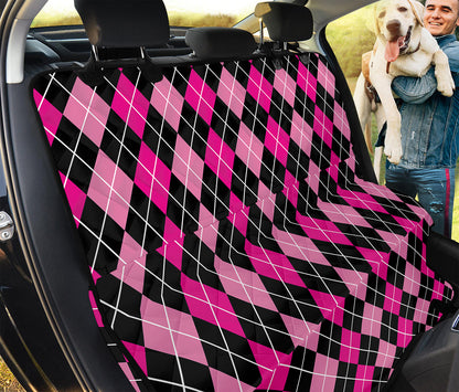 Deep Pink And Black Argyle Pattern Print Pet Car Back Seat Cover